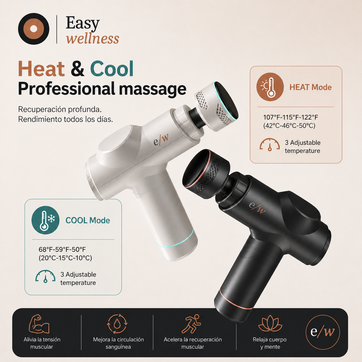 Pistola de Percusión Elite Heat & Cool — Masaje Térmico