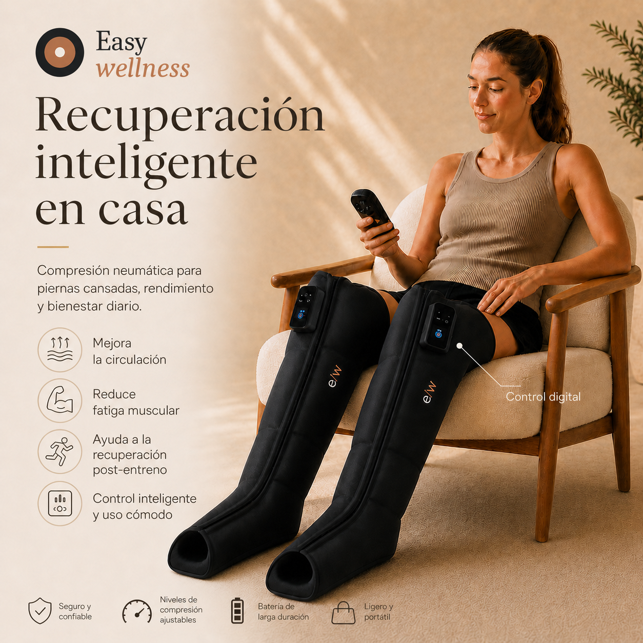 Botas de Presoterapia Pro — Compresión Neumática Avanzada